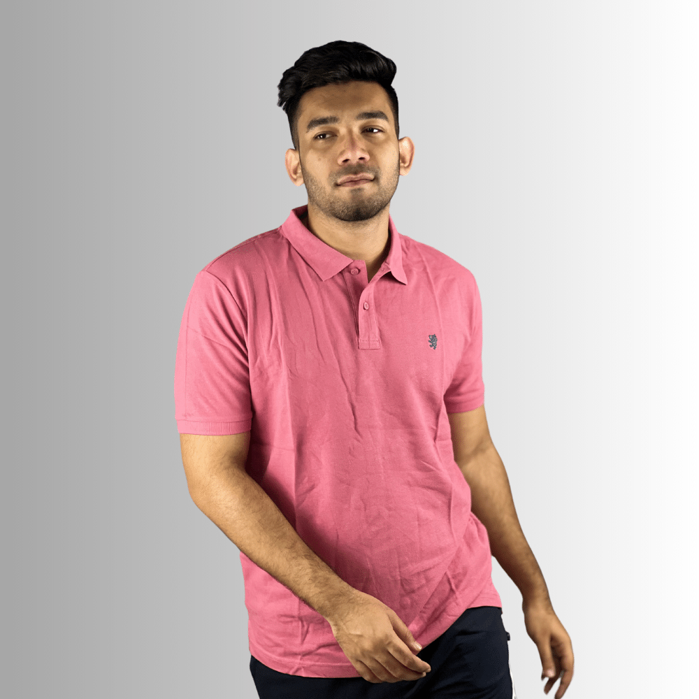 Pink Cotton Polo t shirt