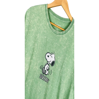 SnoopySnap Elegance: Nostalgic Cotton Comfort in Light Olive