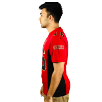 smartbdbazar Red Black Premium Jersey: Unleash Fan Style with Golden Rubber Print. Limited Edition