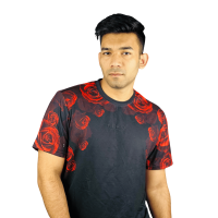 Romantic Roses Black Red Rose Print Tee - Exclusively on Stunner Mart