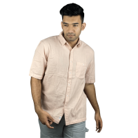 Peach Harmony Elegance: Premium Quality Half Sleeve Shirt for Social Scene Enchantments | Stunner Mart